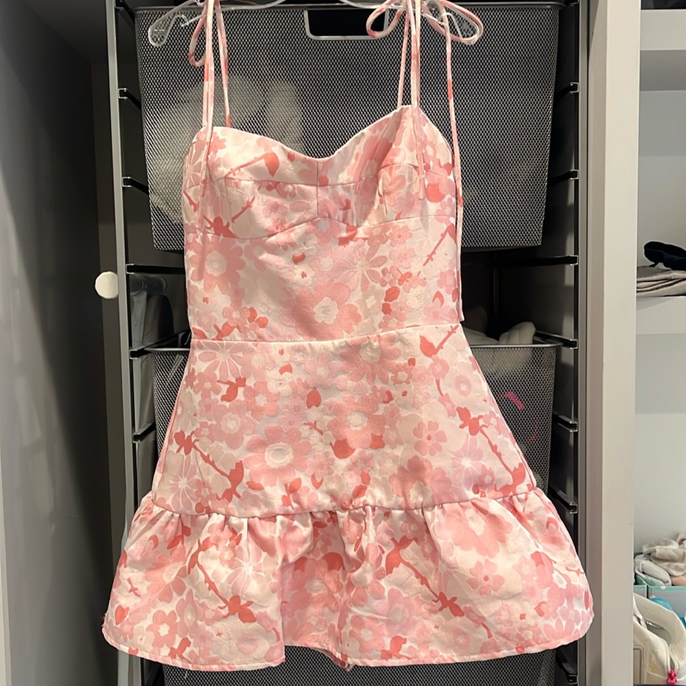 Amanda Uprichard pink toile brocade romper